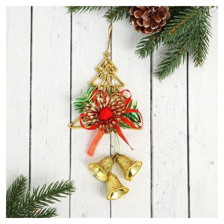 

Украшение новогоднее "Колокольчик" нарядная елка, 8х15 см, Золотистый