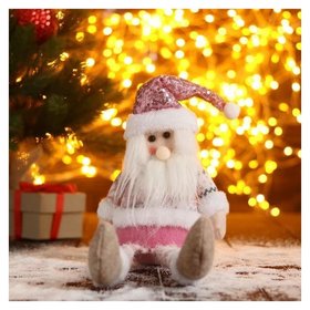 Мягкая игрушка "Дед мороз в розой шапочке-длинные ножки" 11х37см Зимнее волшебство