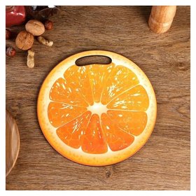 Доска разделочная круглая кухонная "Апельсин в разрезе", 27 см 