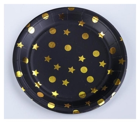 Тарелка бумажная «Конфетти», набор 6 шт., цвет чёрный Страна Карнавалия