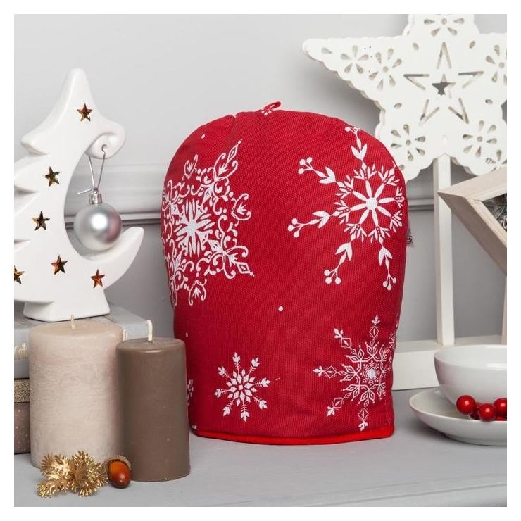 

Грелка на чайник "Белые снежинки" 28х28см, 100% хл., 164г/м2, Белый