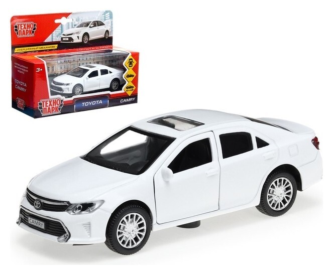 Машина металлическая Toyota Camry, 12 см, открываются двери, инерционная, цвет белый Технопарк