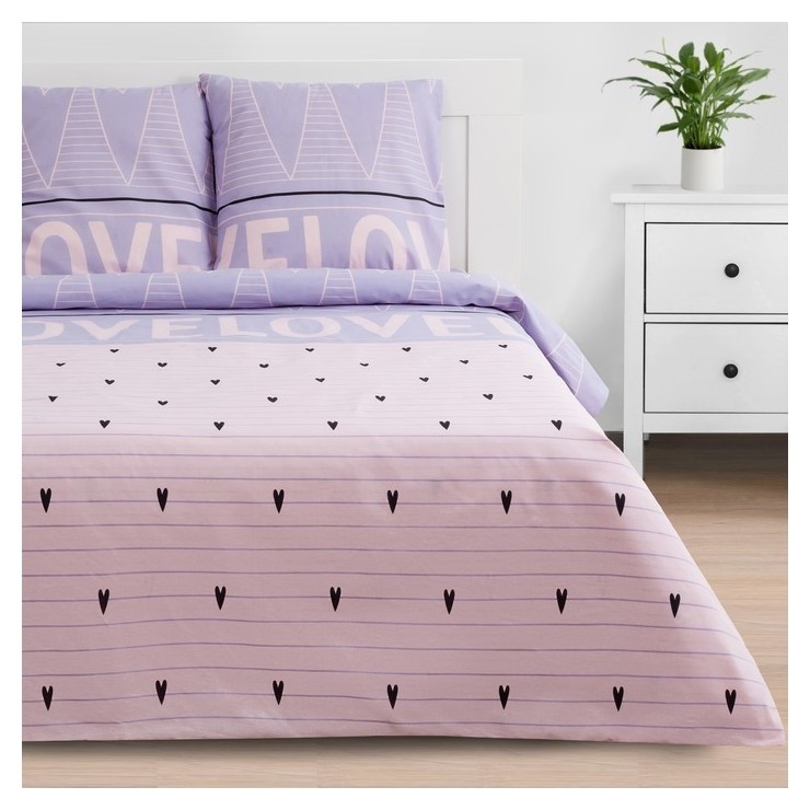 

Постельное бельё «Этель»  Violet Love 200*217 см, 220*240 см, 70*70 см - 2 шт, Розовый
