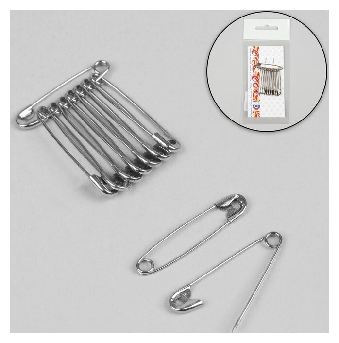 Булавки английские, 35 мм, 10 шт, цвет никель  