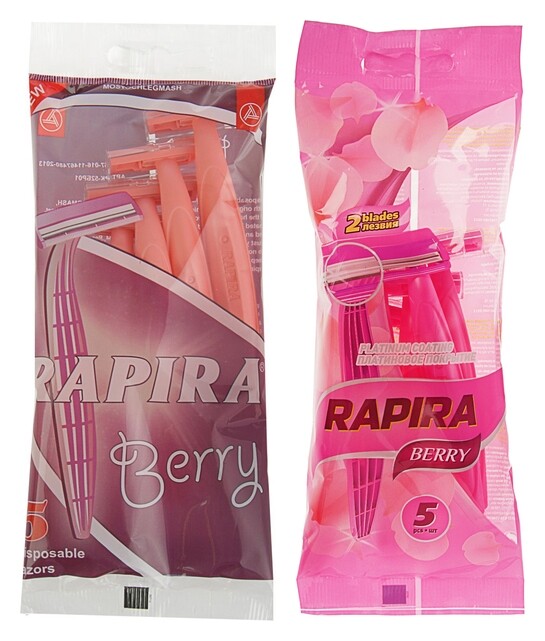 Бритвенные станки одноразовые Rapira Berry, 2 лезвия, 5 шт Rapira