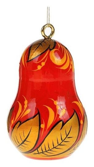 Ёлочная игрушка "Груша" 5,5х4,5 см Хохломская роспись