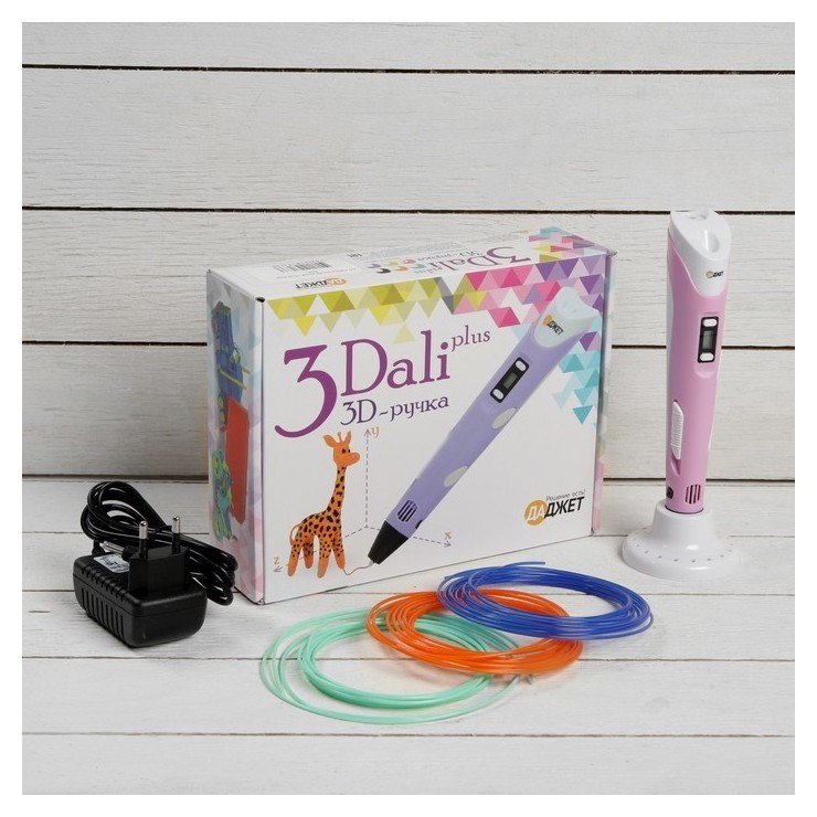 

3D ручка 3dali Plus, ABS и Pla, KIT Fb0021pk, розовая (+ трафарет и пластик)