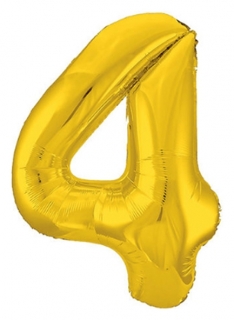 Шар фольгированный 40" «Цифра 4», цвет золотой, Slim Agura