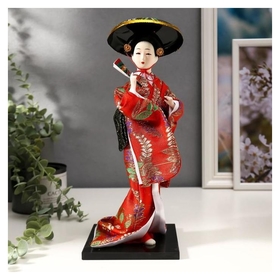Кукла коллекционная "Китаянка с веером в шляпе" 30х12,5х12,5 см 