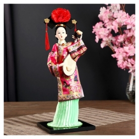 Кукла коллекционная"Китаянка в национ. платье с муз.инструмен. - пипой" 32х12,5х12,5см 