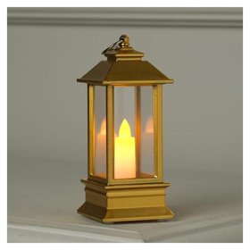 Фигура светодиодная "Фонарь цвет золото с 1 свечой", 13х5.5х5.5 см, от бат. 3хlr44, т/белый LuazON Home