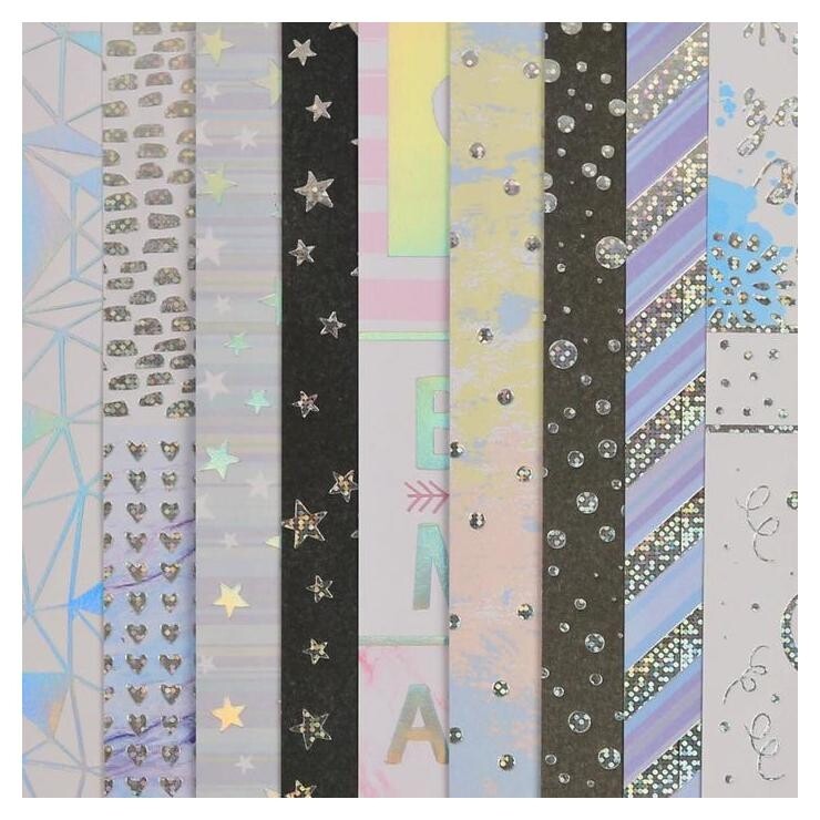 Набор бумага для скрапбукинга с блестками "Волшебный момент" 30,5 х 30,5см, 10 листов, 180г/м  Арт узор