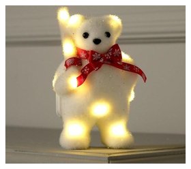 Фигура световая "Медведь с посохом в шарфе", 15х9х6 см, фиксинг, от батареек, т/белый LuazON Home