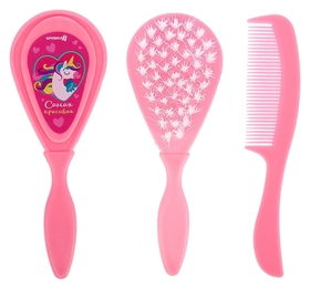 Расчёска детская + массажная щётка для волос «Самая красивая», от 0 мес., цвет розовый Крошка Я