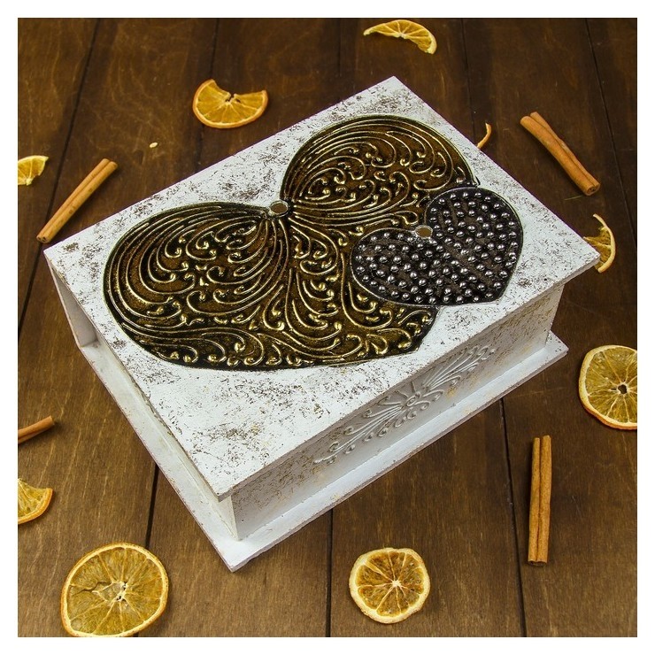 

Шкатулка "Два сердца" ,5х18,5х9, Разноцветный