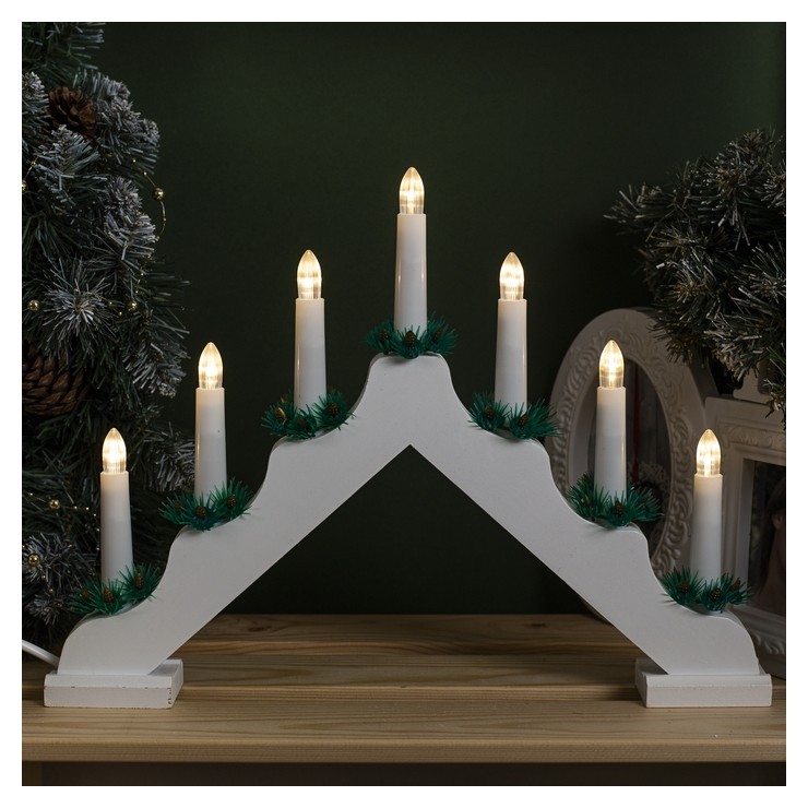 Фигура деревянная Горка рождественская 7 свечей Led, 220v, свечение теплое белое