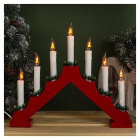 Фигура дерев. "Горка рождественская красная", 7 свечей, 1,5 Вт, е12, 220v, эффект огня LuazON Home