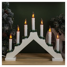 Фигура дерев. "Горка рождественская белая", 7 свечей, 1,5 Вт, е12, 220v, эффект огня LuazON Home