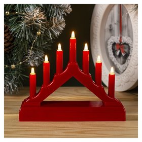 Фигура пластик"Горка рождественская красная", 7 свечей Led, (Аа*2 шт.не в компл.), т/белый LuazON Home