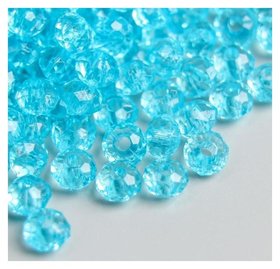 Набор бусин для творчества пластик "Кристалл с гранями голубой" 20 гр 0,4х0,6х0,6 см Арт узор