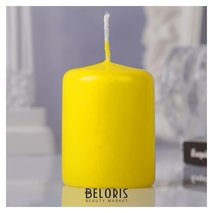 Свеча пеньковая, цвет жёлтый, 4х5 см Омский свечной завод