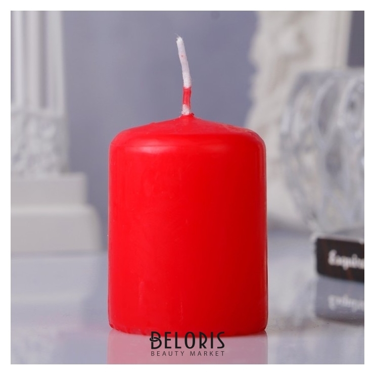 Свеча пеньковая, цвет красный, 4х5 см Омский свечной завод
