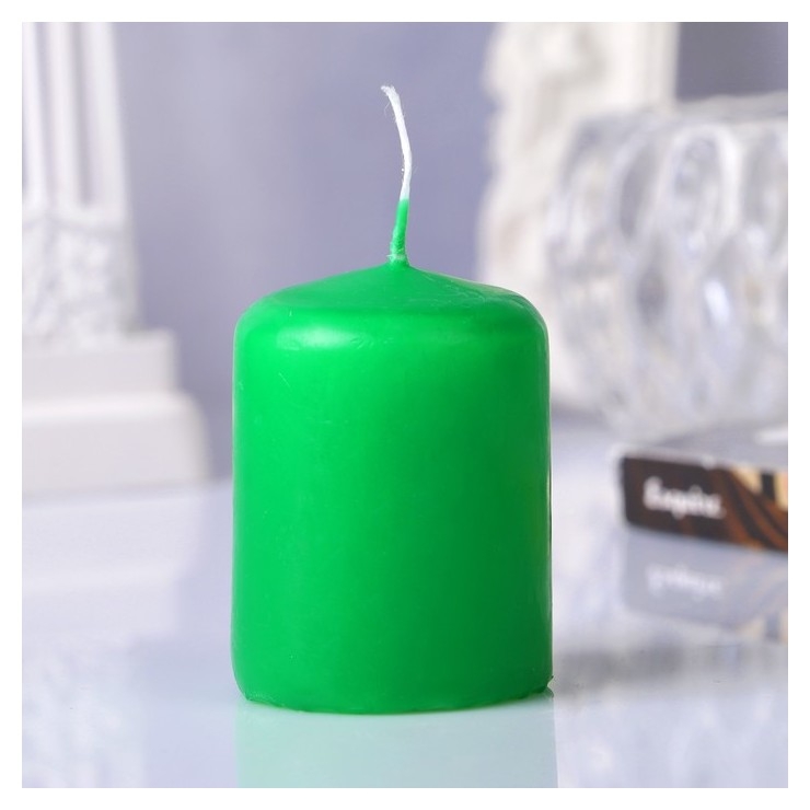 Свеча пеньковая, 4х5см, зелёная
