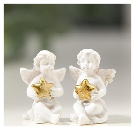Сувенир полистоун "Белоснежный ангел с золотой звёздочкой" 2,4х1,2х0,9 см 