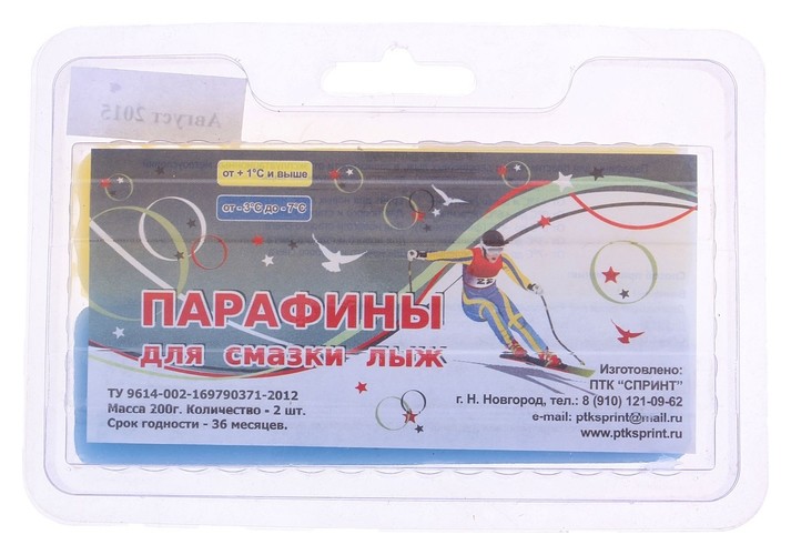 

Парафины для лыж, комплект из 2 брусков, ж-с, (От +1°c и выше, от -3 до -7°c), 200 г