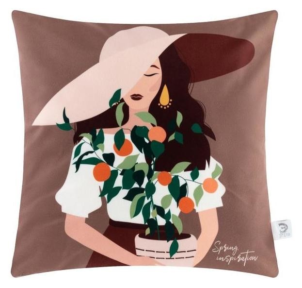 

Чехол на подушку этель "Spring Inspiration" 40х40 см, 100% п/э, велюр, Коричневый