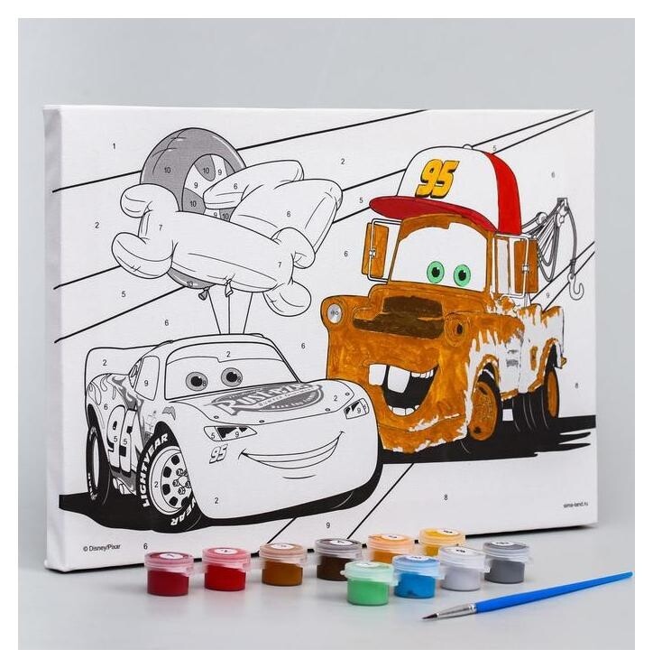 Роспись по холсту "Маккуин" 20х30 см, тачки  Disney