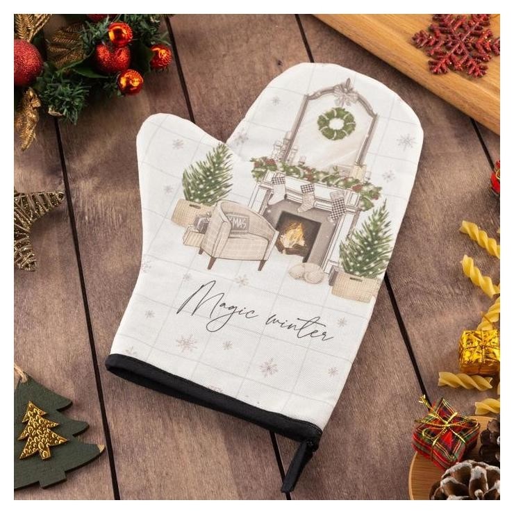 

Варежка-прихватка "Magic Winter" 20х28см, саржа, 100% х/л, ватин 250г/м2, Зелёный