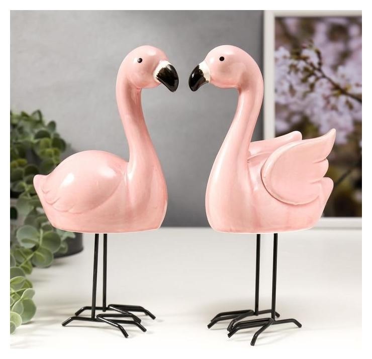 

Сувенир керамика "Розовые фламинго" набор 2 шт 21,5х11,5х6, Розовый