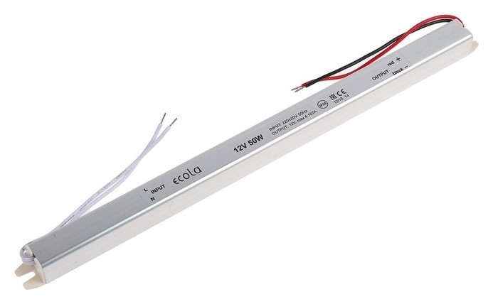 

Блок питания для светодиодной ленты Ecola LED Strip Power Supply, 50вт, 12в, длинный, тонкий