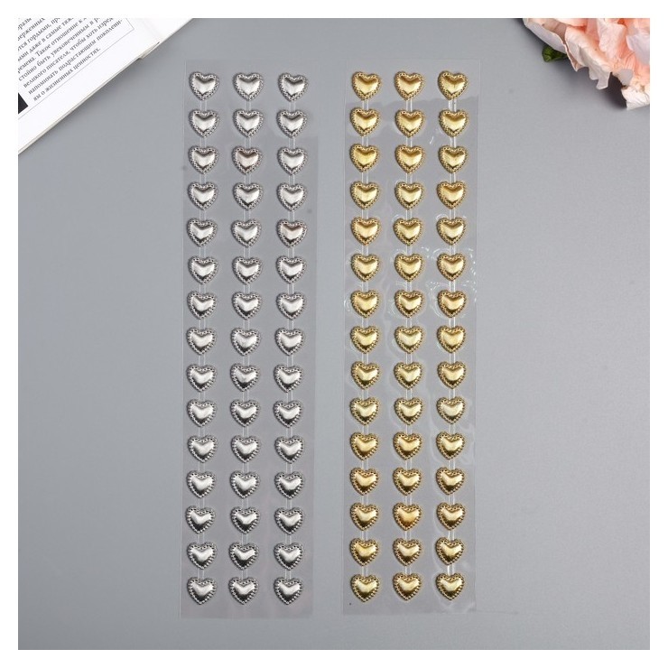 

Наклейка пластик стразы "Сердечки" 32х7 см