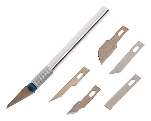 Нож макетный Lom, металлическая ручка, 6 лезвий