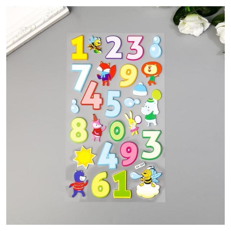 

Наклейка бумага "Циферки и зверята" 30х14 см