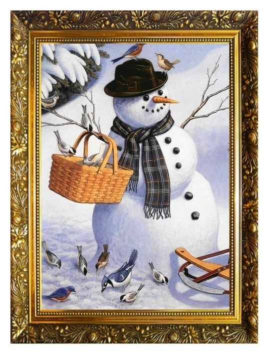 

Алмазная мозаика "Веселый снеговик" 29,5×20,5 см, 24 цветов