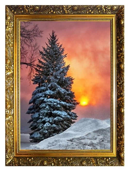 

Алмазная мозаика "Зимний восход" 29,5×20,5 см, 25 цветов