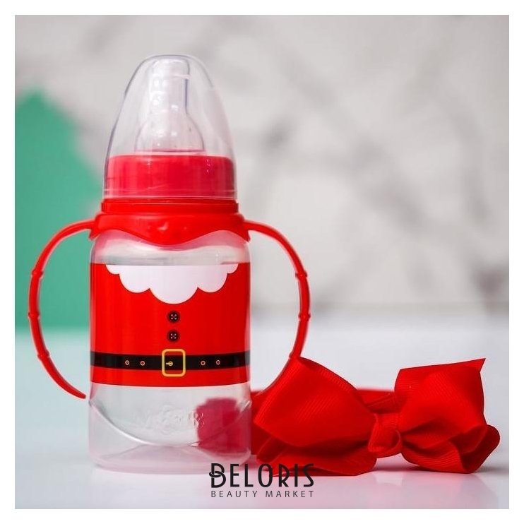 Набор для малышки Дед мороз: бутылочка для кормления 150 мл и повязка на голову Mum&baby