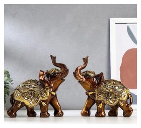 Сувенир полистоун "Слон в золотой попоне с зеркальной мозаикой" 16,5х17х8 см 