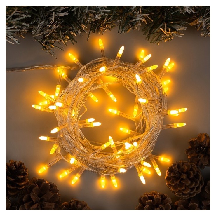 

Гирлянда "Нить"10 м с насадками"игла", Ip20, прозрачная нить, 100 Led, свечение жёлтое, 8 режимов, 220 В
