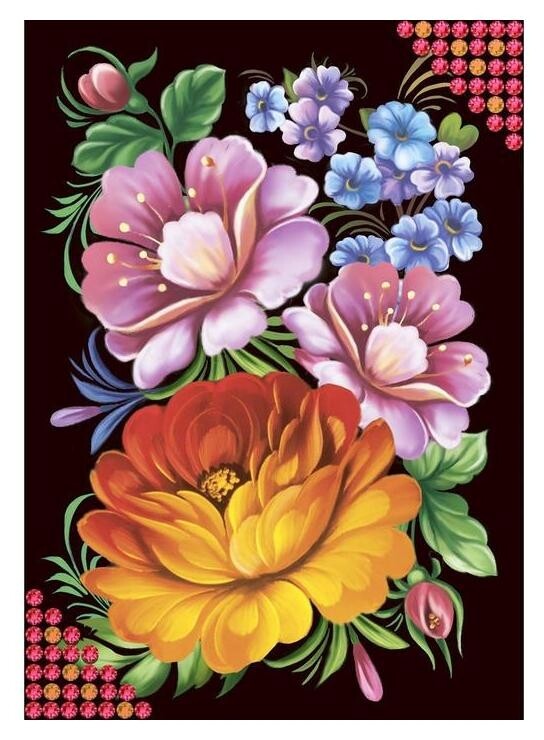 Алмазная вышивка с частичным заполнением "Жостово", 15 х 21 см  Школа талантов