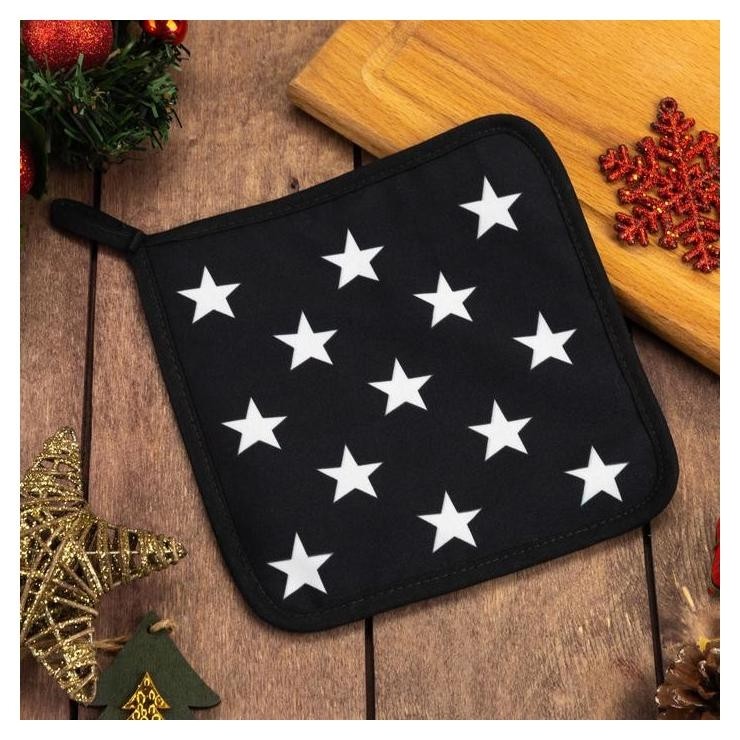 

Прихватка "Stars" 17х17см,35% х/л,65% п/э,ватин, Черный
