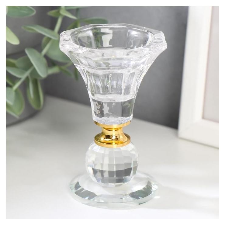 

Подсвечник на 1 свечу "Вазон с шариком" 9,2х5,6х5,6 см, Прозрачный