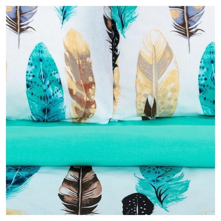 

Постельное бельё "Этель"  перья 143*215 см, 150*214 см, 70*70 см - 2 шт, поплин, Белый