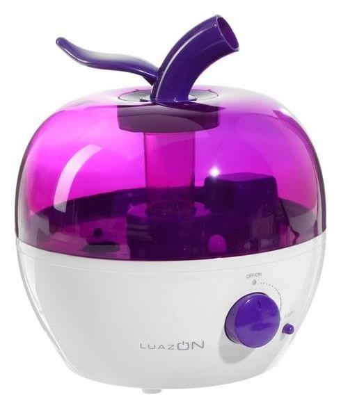 Увлажнитель воздуха Luazon Lhu-02, ультразвуковой, 2.4 л, 25 Вт, бело-фиолетовый