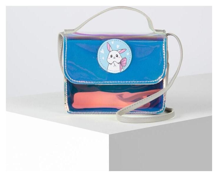 Сумка детская Зайка, отдел на клапане, цвет синий  