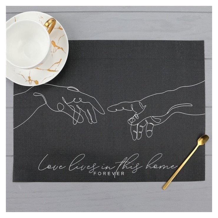 

Салфетка на стол "Love Lives", пвх, 40х29 см, Черный