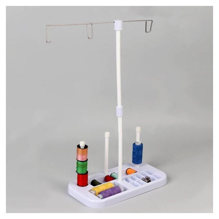 Органайзер-стойка для ниток, на подставке, 20,7 × 10,8 × 36,5 см, цвет голубой/белый  